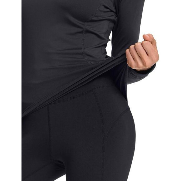 Long Sleeve Mock Turtle Neck Thermal Base Layer for Winter Activity and Comfort - Picture 6 of 9